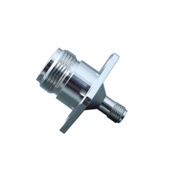 RF Coaxial N Type Female/Jack 25.4mm Sq Flange Connector to SMA Female/Jack Adaptor Connector